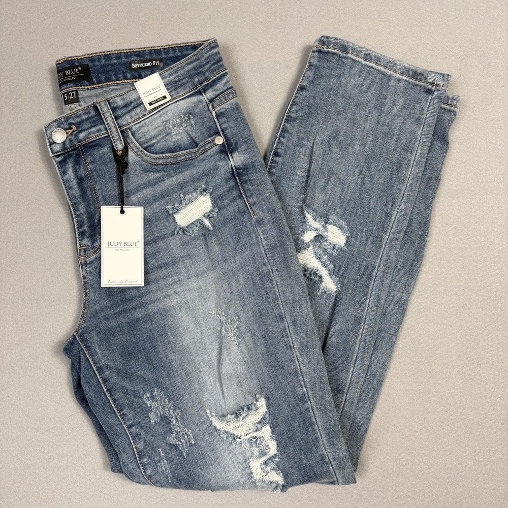 NWT Judy Blue Boyfriend Fit Jeans Women 5/27 Light Wash
